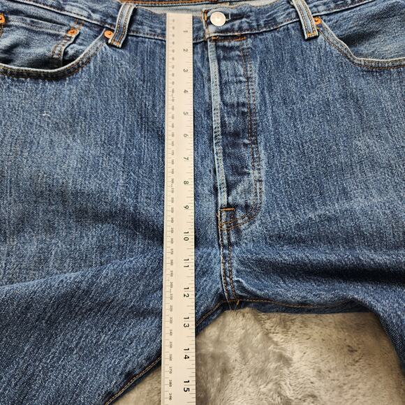 Vintage Levi's 501 Jeans Mens W40 L30.5* Blue Distressed Button Fly Straight Leg - Picture 11 of 14